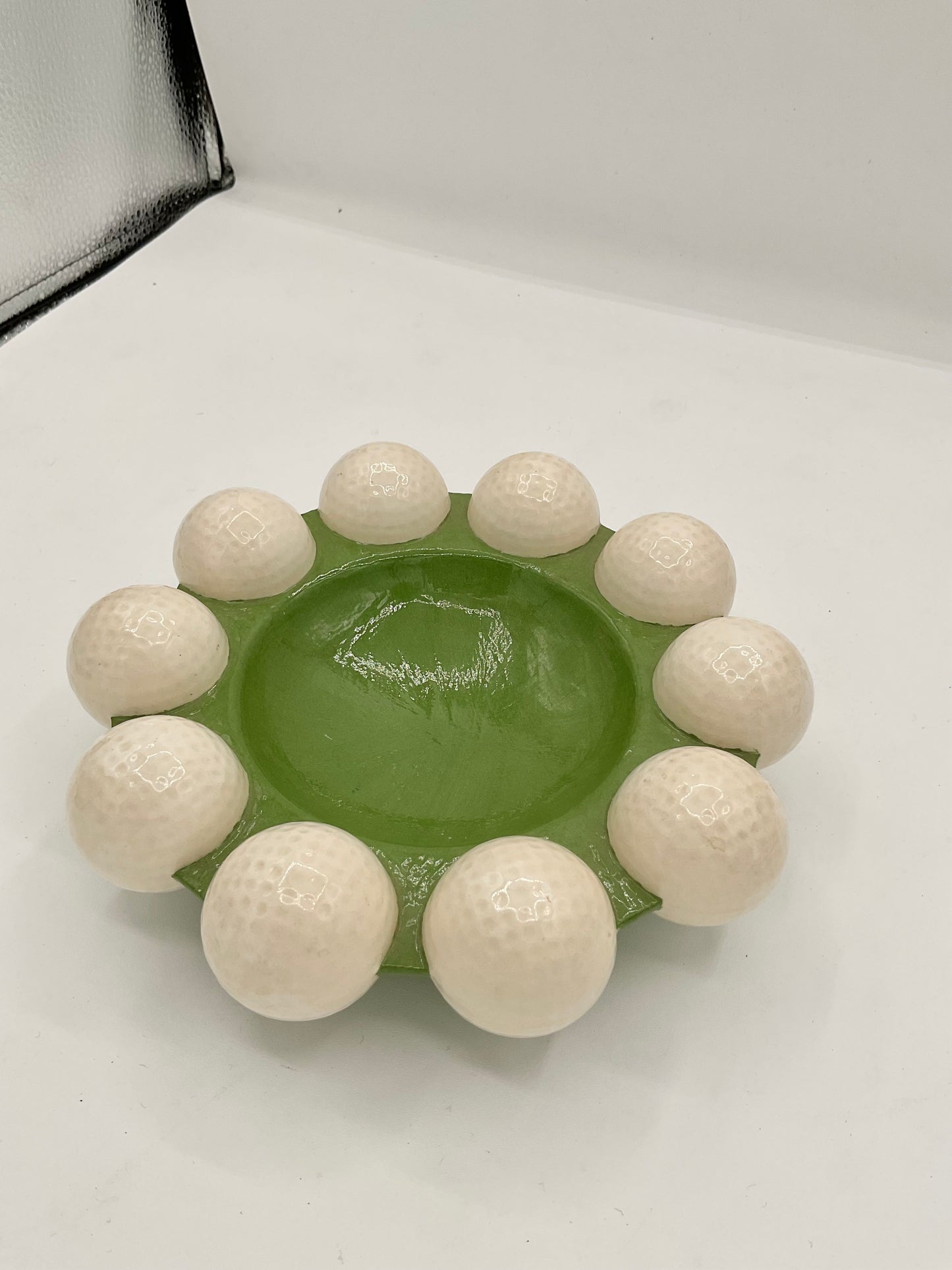 Dark Green Vintage Golfball ceramic tray