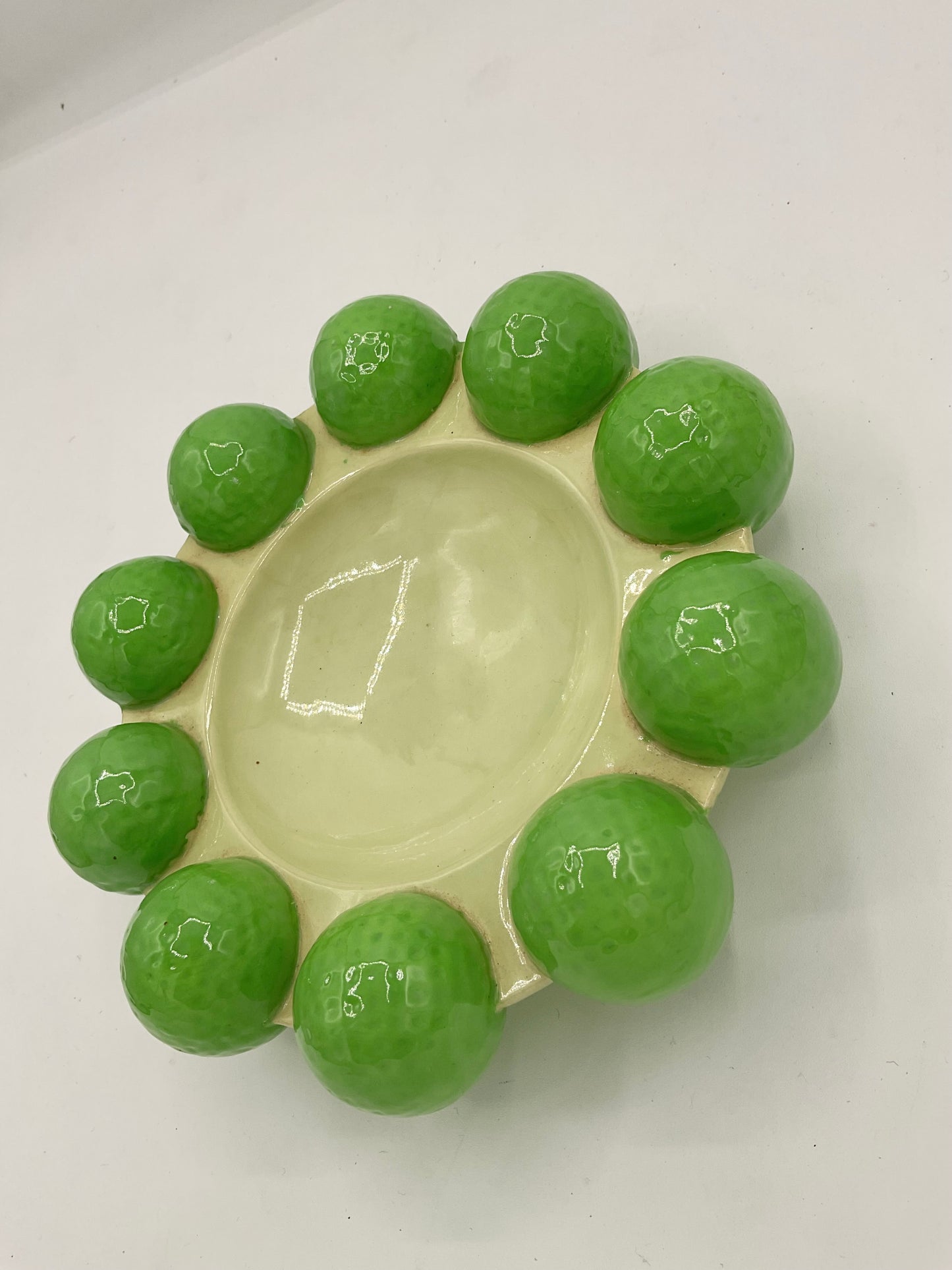 Bright Green Vintage Golfball ceramic tray