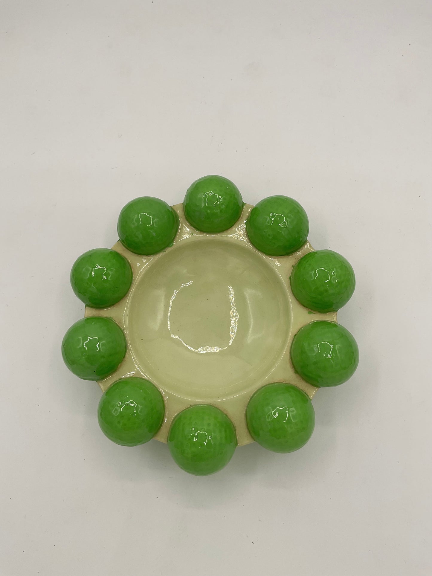 Bright Green Vintage Golfball ceramic tray