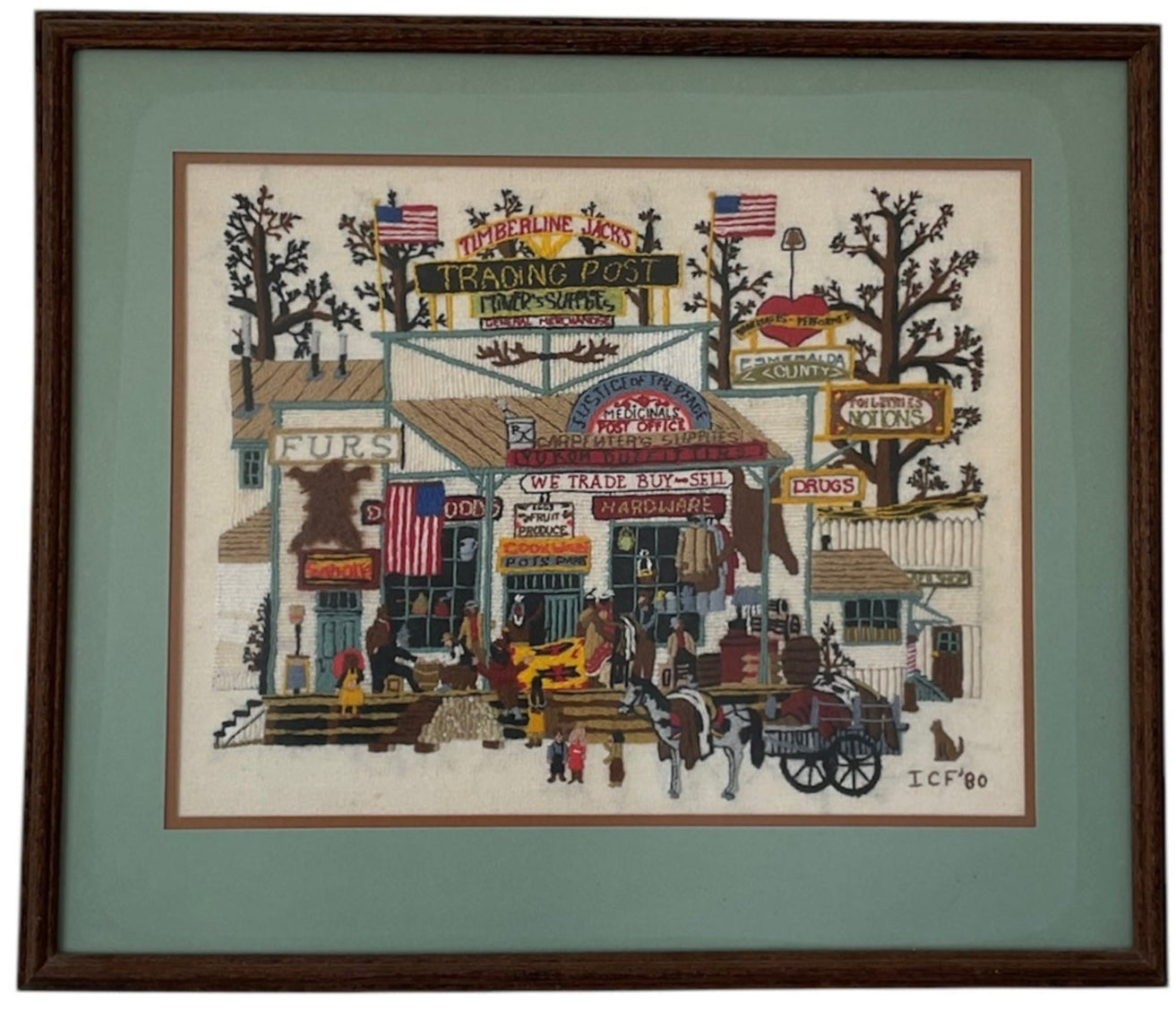 Trading Post Framed Embroidery