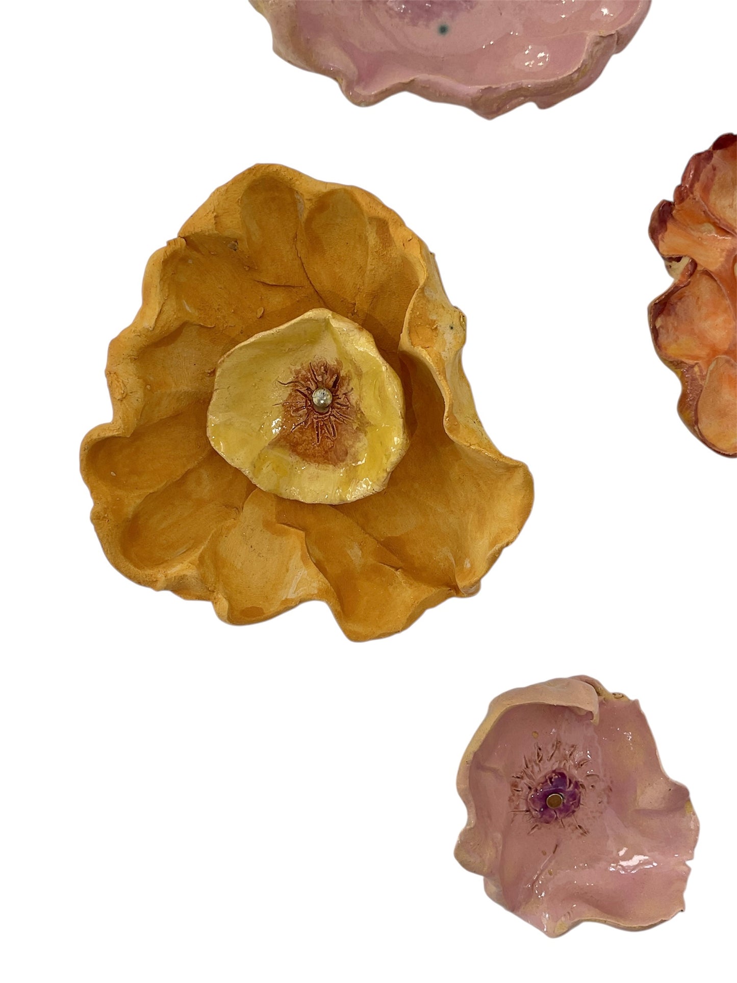 Pink and Orange ceramic Wall Flowers