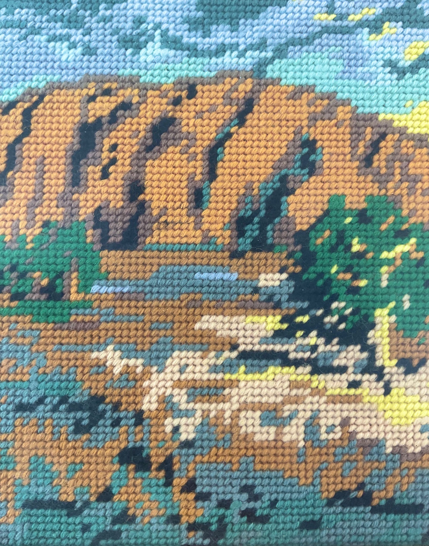 Vintage Rock Canyon needlepoint