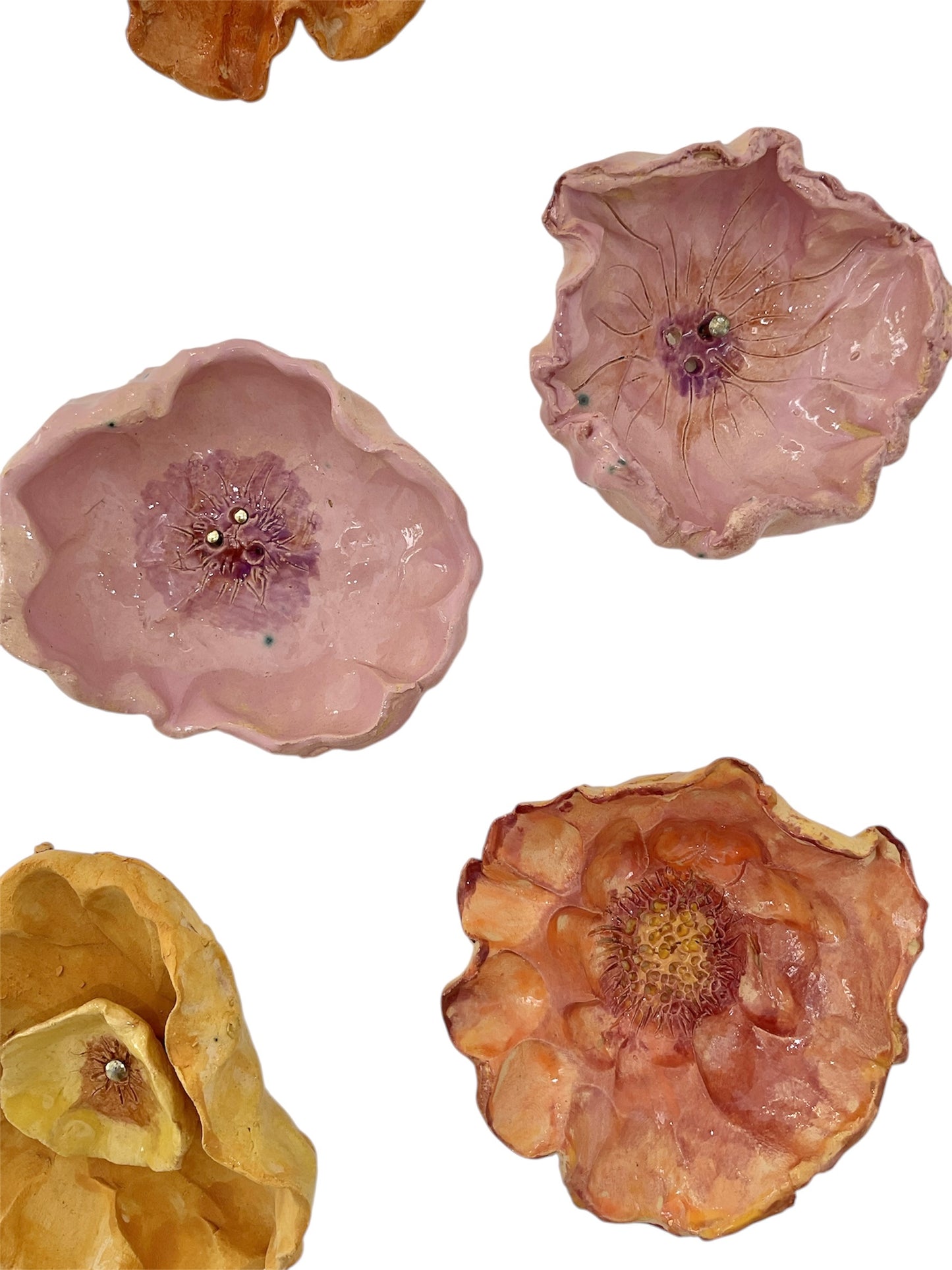 Pink and Orange ceramic Wall Flowers