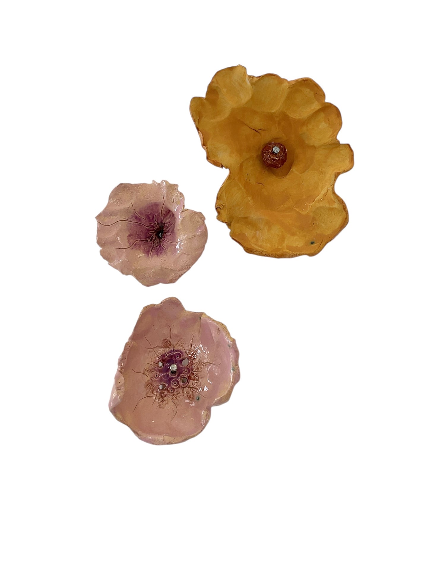 Pink and Orange ceramic Wall Flowers