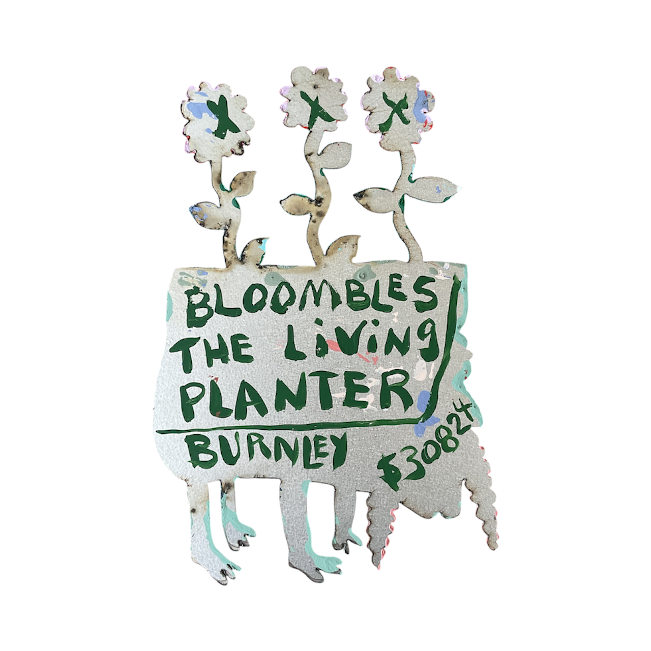 “Bloombles the Living Planter” Enamel Painting on Metal Cutout