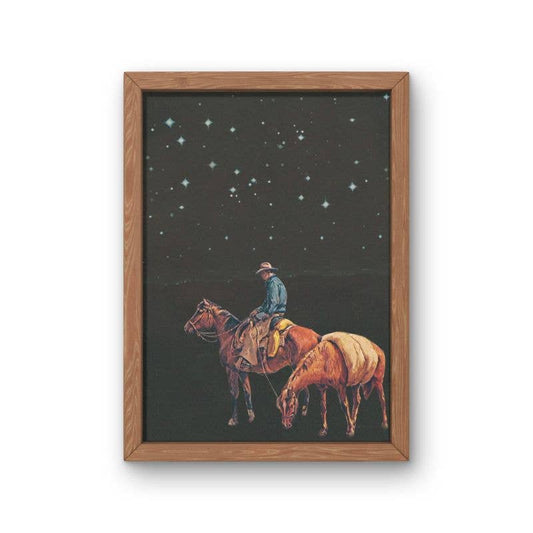 Midnight Cowboy Collage Print, Western Decor, Cowboy Print