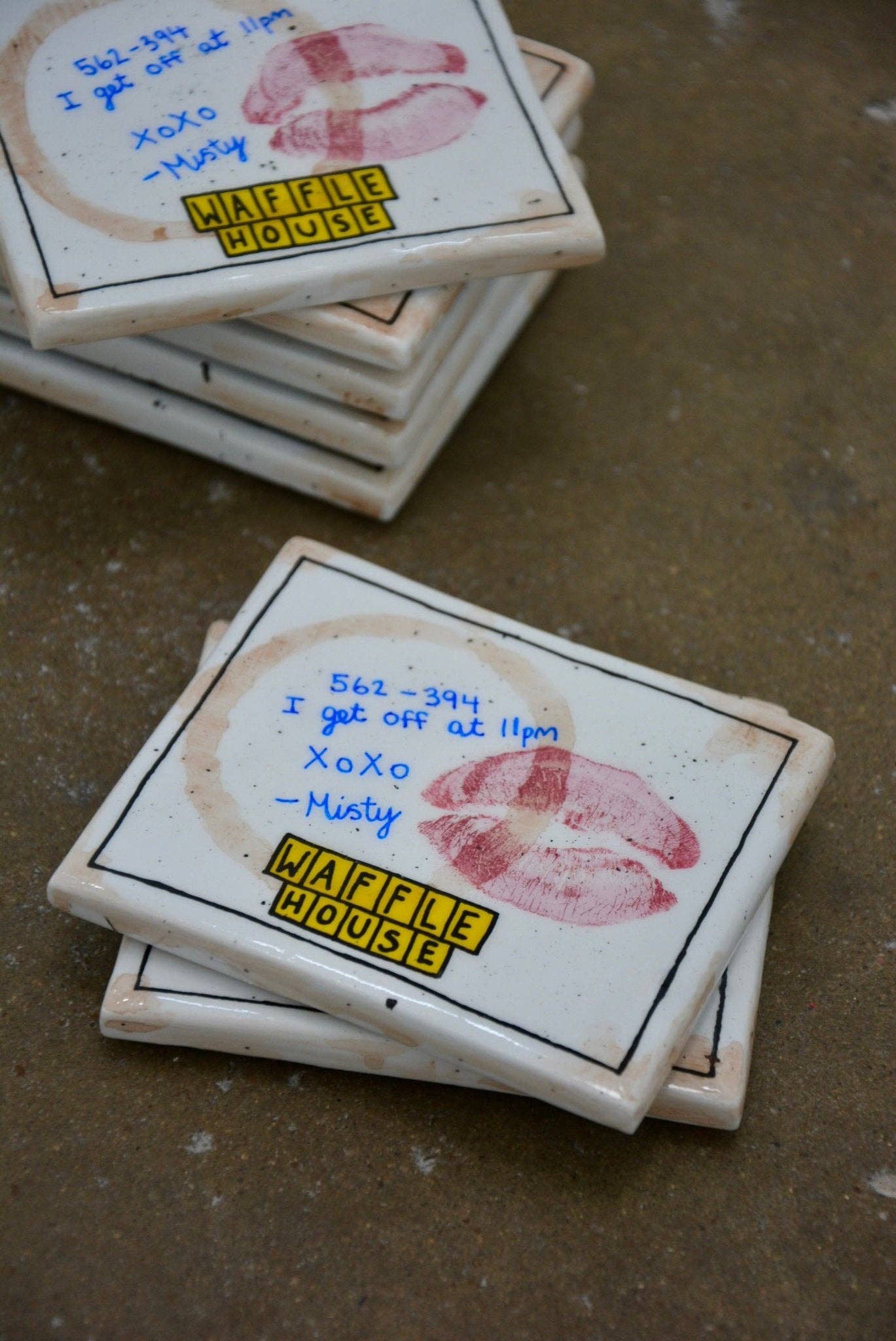 USED DINER NAPKIN COASTER