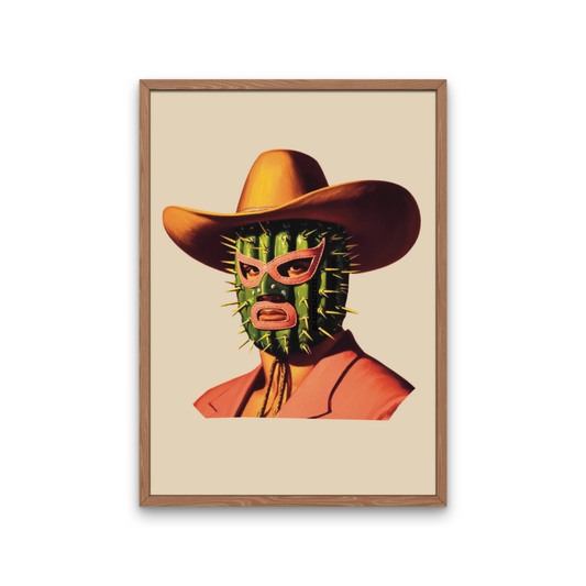 Untouchable Luchador Cowboy Art Print, Unique Western Decor