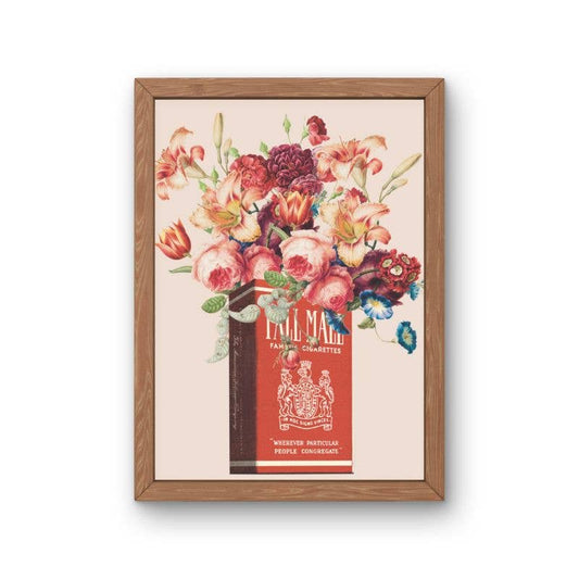 Vintage Cigarette Collage Art Print, Floral Wall Art