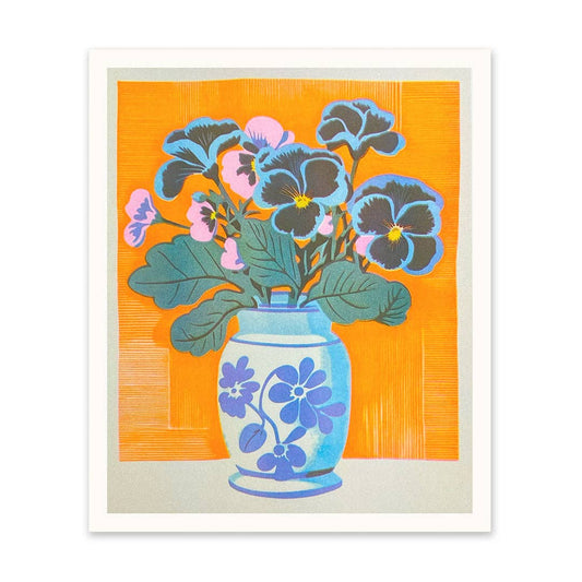 Pansies in a Vase Large Art Print (11025)