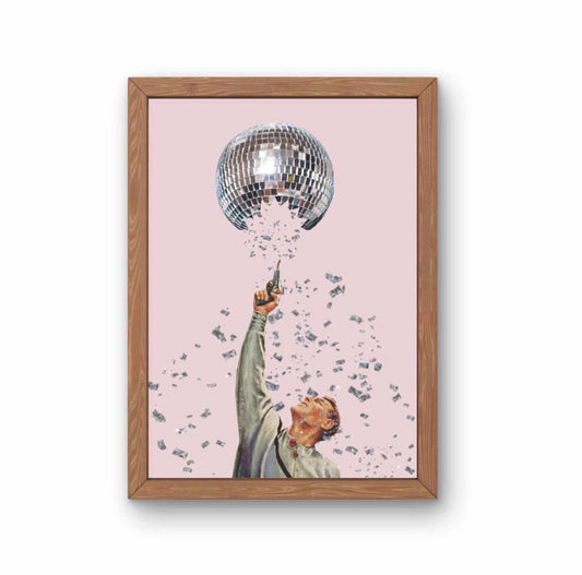 Disco Surreal Retro Collage Art, Trendy Disco Art Print