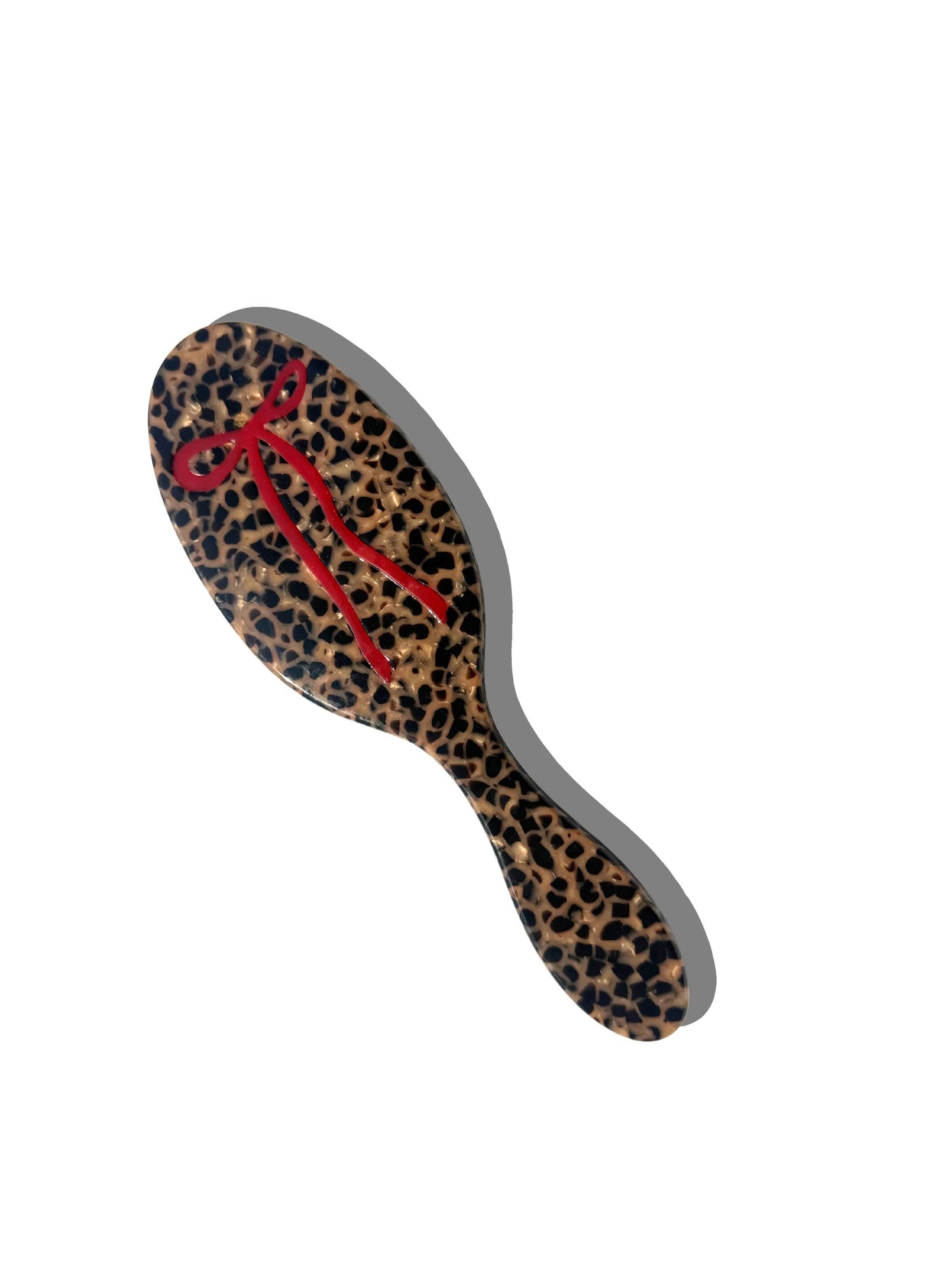 Hand-painted Leopard Bow Acetate 2-1 Daily Hair Brush