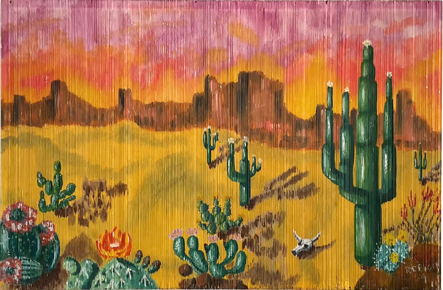 Vintage American Southwest landscape folk art