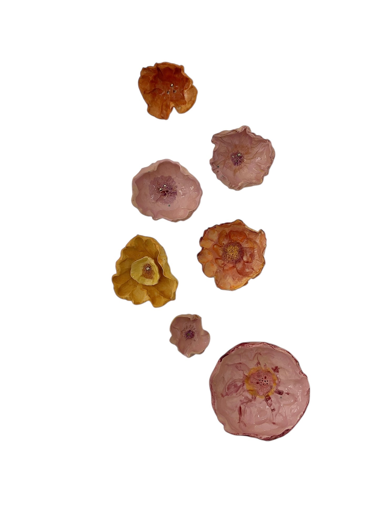 Pink and Orange ceramic Wall Flowers