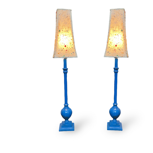 Paint Splattered Lamp Pair