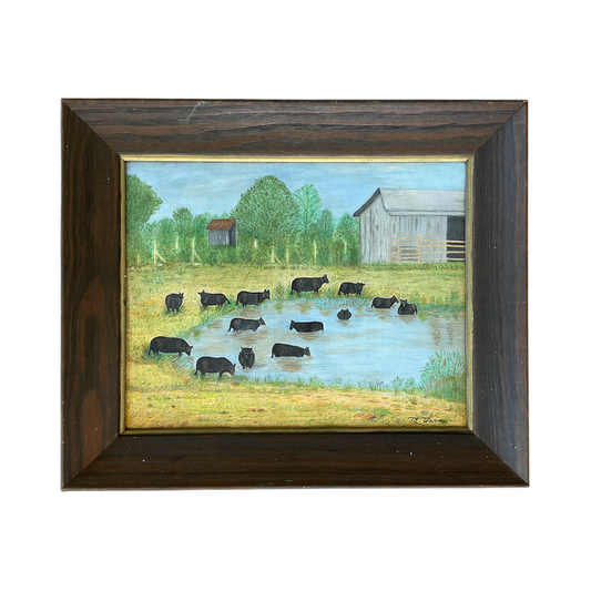 Folk Art Cow Painting