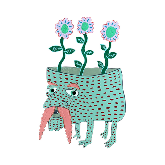 “Bloombles the Living Planter” Enamel Painting on Metal Cutout