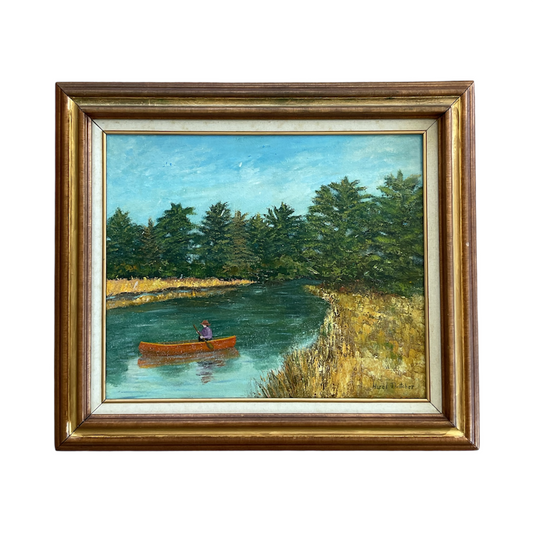 “Canoe” Vintage Oil Painting