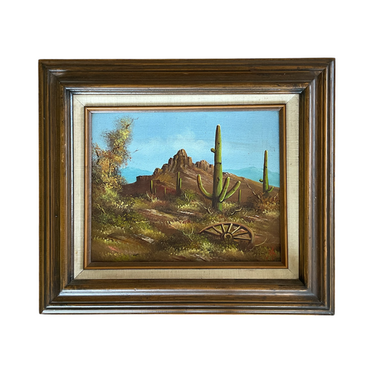 Vintage Western Landscape Oil Painting