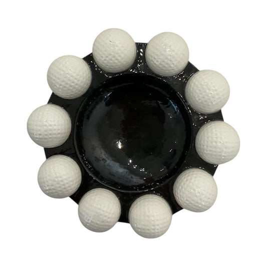 Charcoal Gray Vintage Golfball Ceramic Tray