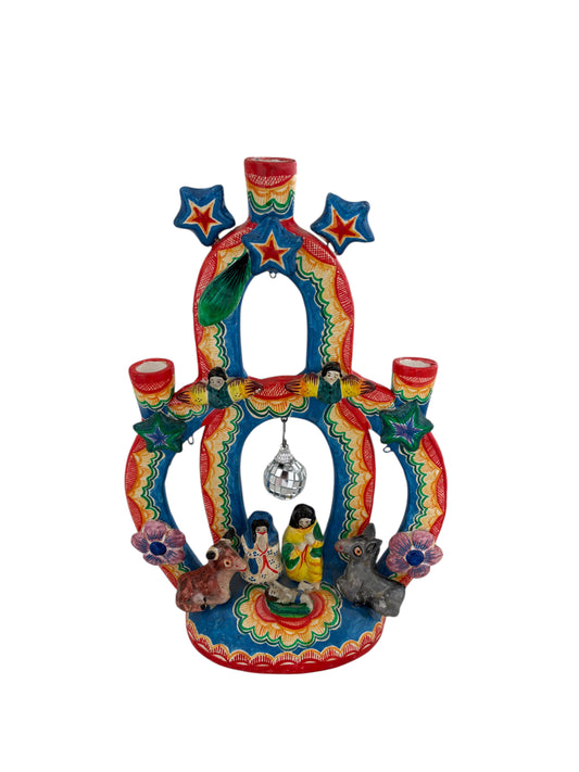 Vintage Mexican Pottery Tree of Life Candelabra