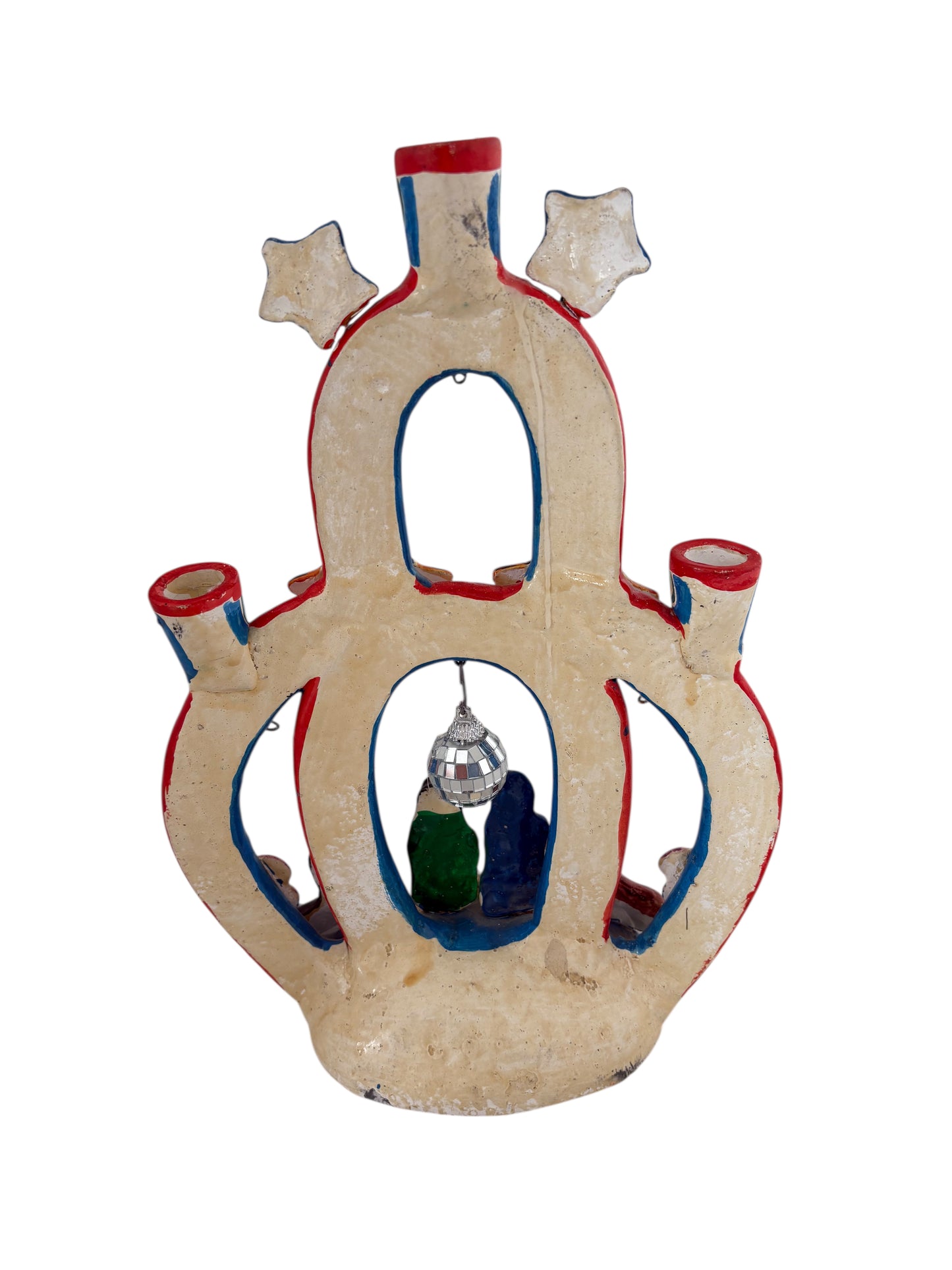 Vintage Mexican Pottery Tree of Life Candelabra