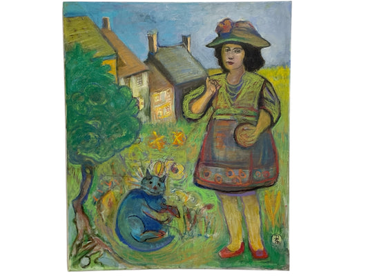 Young Woman with Cat