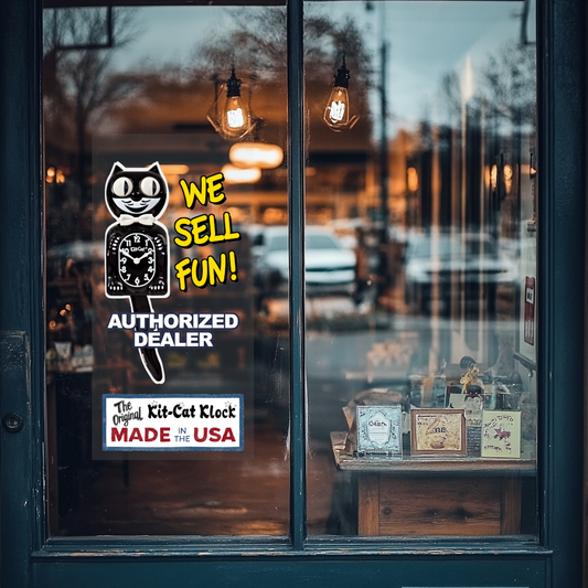 Kit-Cat Authorized Dealer Window Cling - We Sell Fun!